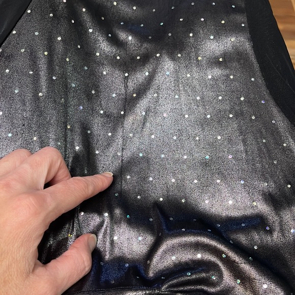 Revolution Dancewear Costume Large Adult LA Black Silver Sequins Short Unitard - Picture 14 of 14